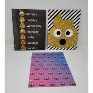 ID Emojis Portfolio Folder Set of 3 Emoji Poop Theme School Supplies
